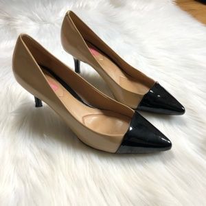 Isaac Mizrahi Jabria Nude Cap Toe Kitten Heel Pump